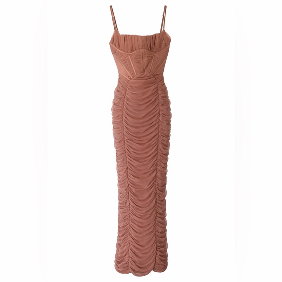 House of CB Dresses & Skirts - House of CB Rose Taupe Ruched Corset Maxi Dress